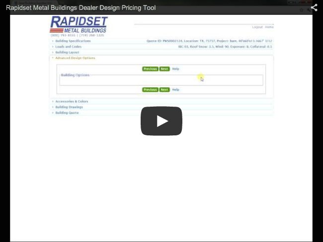 Design and Price your Rapidset Metal Building for any use
