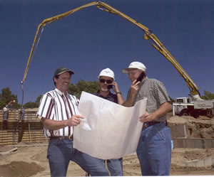 Larry, Mike and Randy, the founders of Rapidset Metal Buildings on a job site.