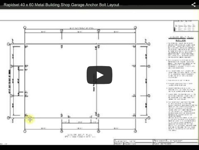 Rapidset 40 x 60 Metal Building Shop Garage Anchor Bolt Layout